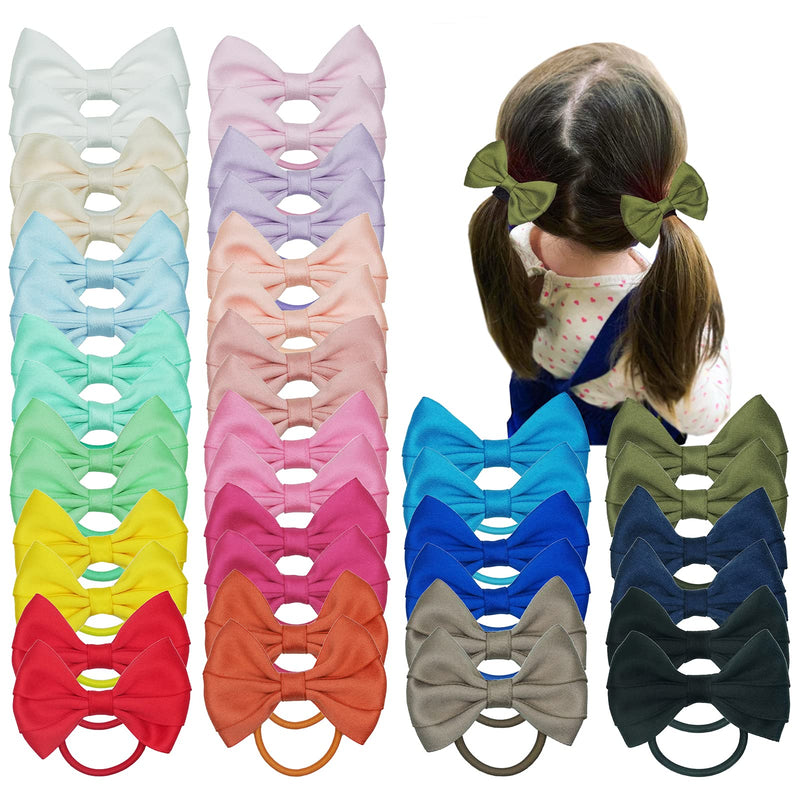 JOYOYO 40 Pcs Hair Bobbles for Girls Ponytail Holders Kids Hair Bows and Bands Hair Ties for Little Girls Medium Bows 3 Inch, Strong Hair Bands Hair Bow Bobbles for Girls Bowknot - NewNest Australia