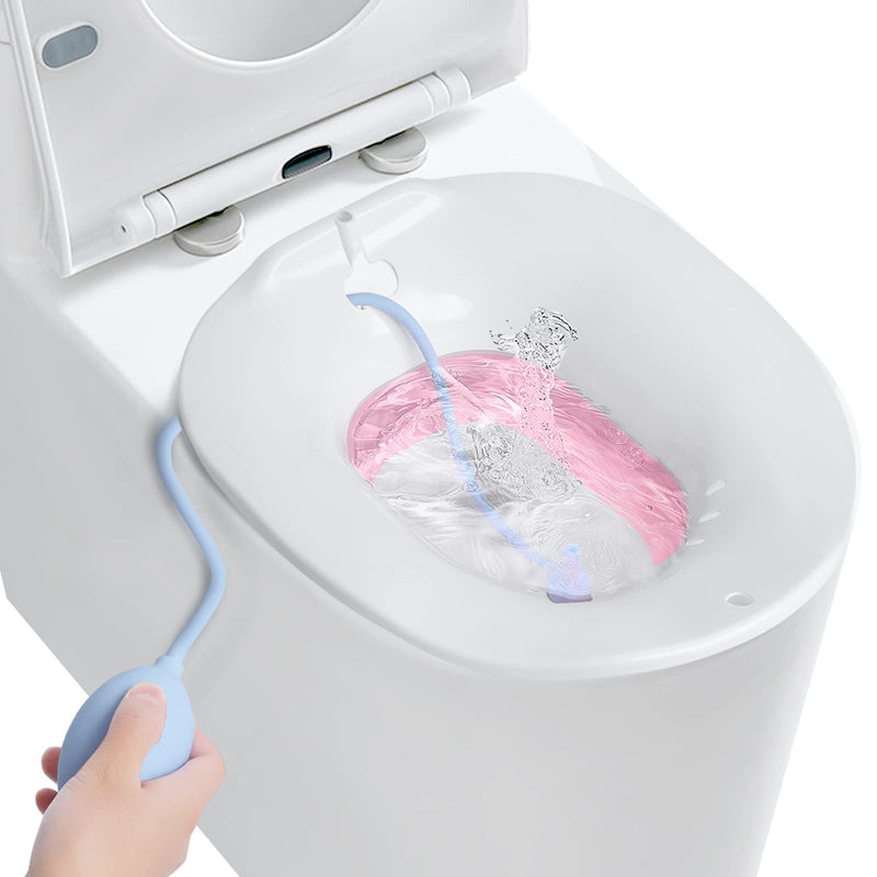 Foldable Sitz Bath for Toilet Seat with Flusher, Sitz Basin for Hemorrhoids,Postpartum Care, Perineum Treatment, Cleansing & Detox,Yoni Steam Seat Fits Standard Toilets,Vaginal/Anal Soaking Steam Kit Sitz Bath With Flusher - NewNest Australia