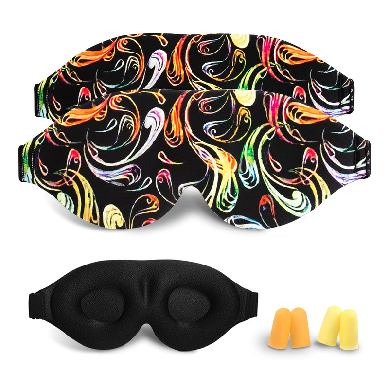 3D Sleep Mask, 100% Blackout 3D Contoured Sleep Eye Mask, Comfortable & Super Soft Sleeping Mask with Adjustable Straps for Women, Men, Sleeping Travel Yoga Naps (Colorful) 2 Colorful - NewNest Australia