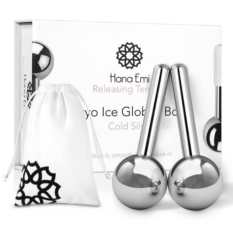 Hana Emi Ice Globes For Face And Eyes - Face Ice Roller - Steel Cryo GLobes - Rejuvanate Skin - Ice Face Roller - Face Massager For Muscle Pain - Set Of 2 Unbreakable Globes Metal Globes - NewNest Australia