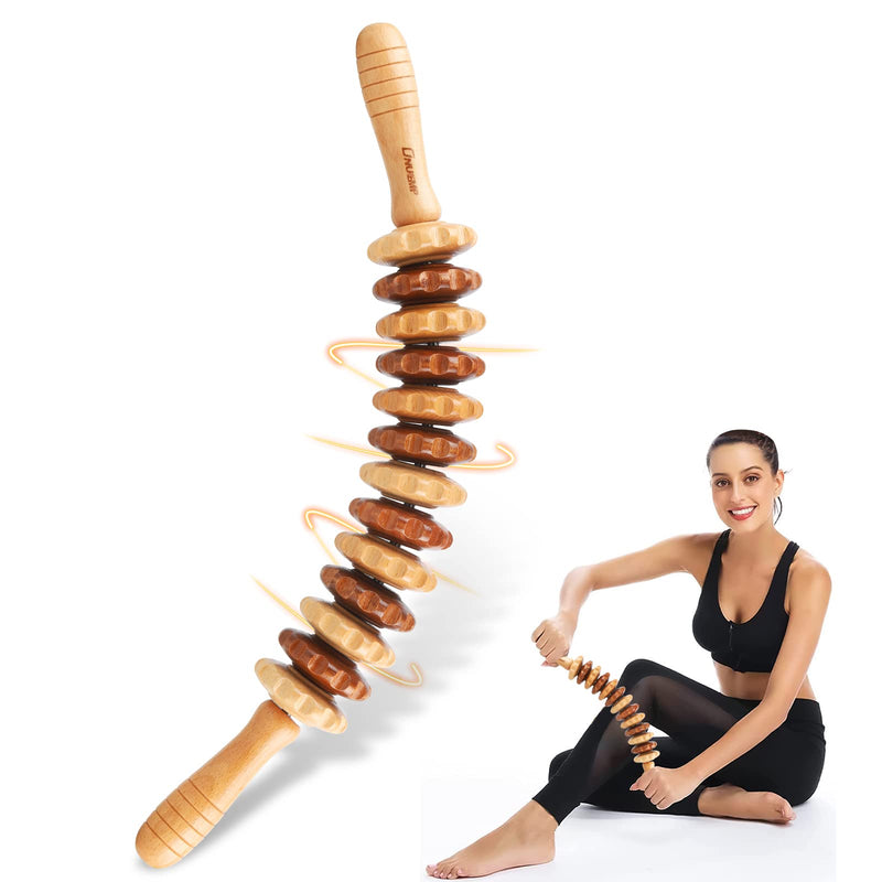 Wood Therapy Massager Roller, Wooden Massage Tool Relax Tight Muscles for Leg, Maderoterapia Kit Colombiana for Lymphatic Drainage, Anti Cellulite, Body Sculpting, Skin Smoothing 43.5cm - NewNest Australia