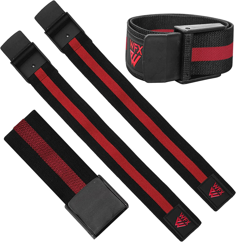 Occlusion Training Bands Blood Flow Restriction Exercise Quick Wraps Arms Leg Squats Durable Elastic Straps Heavy Duty Buckle Release Muscle Building Thigh Fitness Black / Red - NewNest Australia