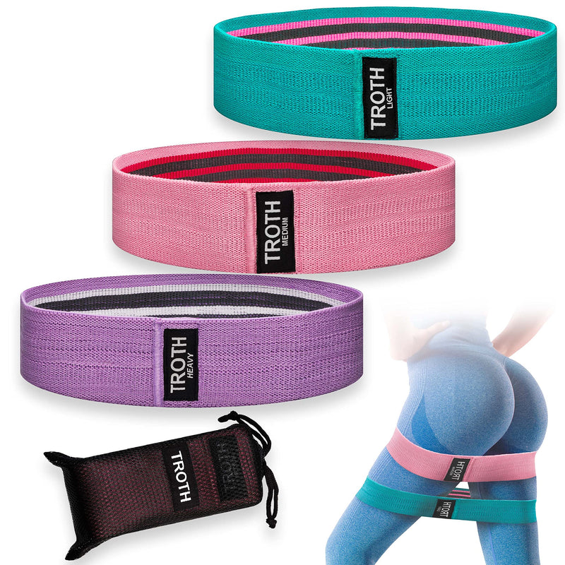 TROTH Resistance Bands Set - Resistance Band Women, Booty Exercise Band, Resistance Bands Set Men, Home Gym Strength Training Equipment, Fitness Accessories for Pilates, Squat, Yoga & Pull Up Workout Green, Pink, Purple - NewNest Australia