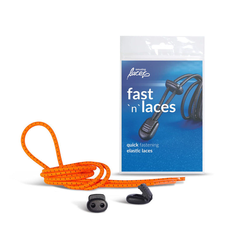 Fast n Laces, No Tie Elastic Shoelaces for Kids and Adults, Amusing Shoelaces in Multiple Colours, Quick and Easy Shoelaces for Sneakers and Trainers 90 cm Orange_black - NewNest Australia