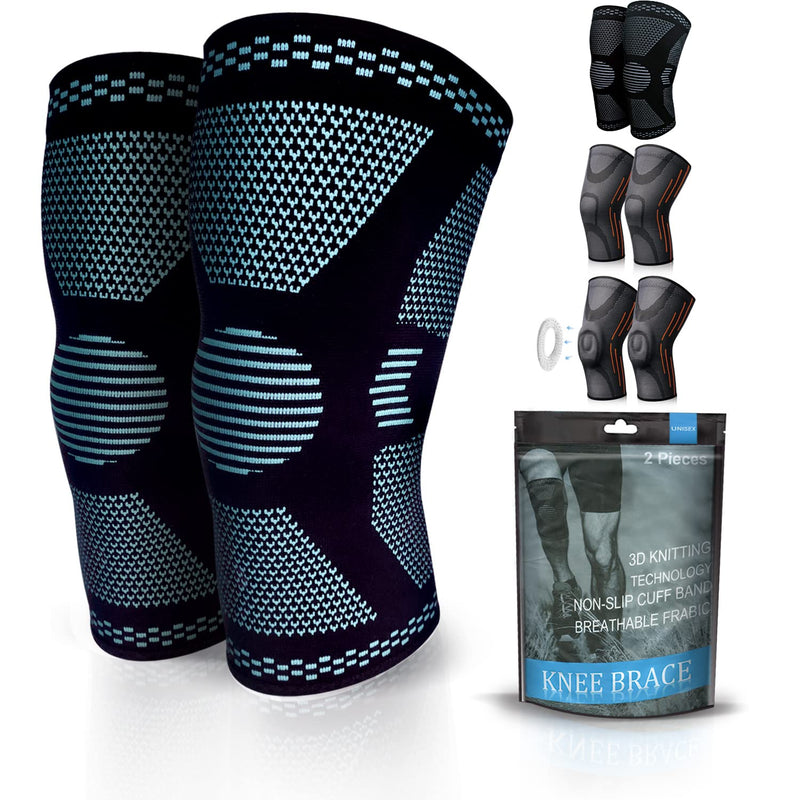 2 Pack Knee Support - Knee Compression Sleeves for Men & Women, Knee Brace for Working Out, Running, Basketball, Gym, Weightlifting, Workout, for Arthritis Joint Pain Relief Size XXL Blue 2X-Large (1 Pair) - NewNest Australia
