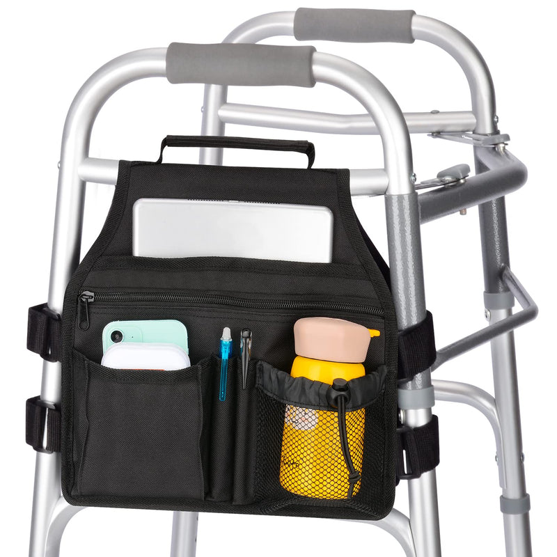 supregear Side Walking Frame Bag, Walker Side Access Bag Organizer Pouch Tote with Handle Multifunction Walker Side Accessory for Most Walker with Side Bar, Easy to Install and Lightweight (Black) Black - NewNest Australia