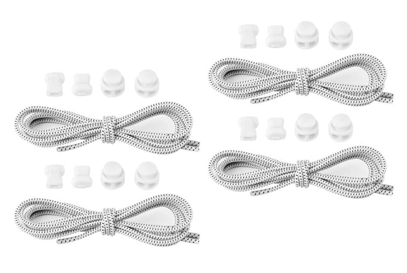Hsthe Sea Elastic Shoelaces with Quick Fastener, No-Tie Laces, Slip-On Quick Release, Quick Lacing System with 100 cm Length for Sports, Youth & Elderly, 2 Pairs, White - NewNest Australia