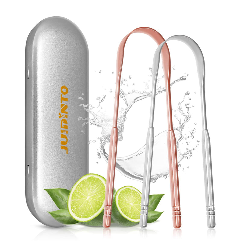 JUIDINTO 2pcs Tongue Scraper Kit, Medical Grade Stainless Steel Tongue Cleaner Set, Cleans the Tongue and Fights Bad Breath, Great for Oral Care, 100% BPA Free Tongue Scrapers for Adults & Kids - NewNest Australia
