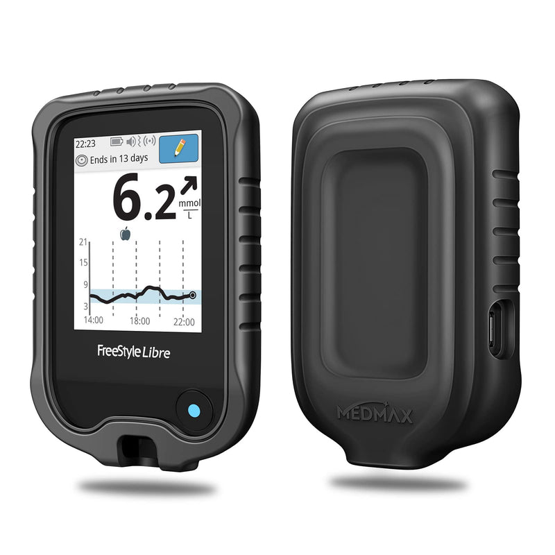MEDMAX Silicone Case for Freestyle Libre 2 / Libre Reader, Lightweight Shockproof Anti Slip Protective Cover Soft Gel Skin with Raised Bevel for Freestyle Libre 2 & Libre (Black) Black - NewNest Australia