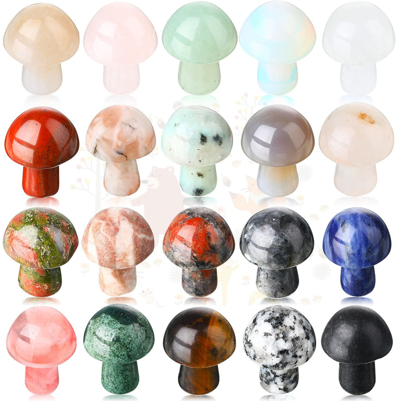 20 Pieces Crystal Mushroom Sculpture Decor Hand Making Mini Mushroom Bulk Shape Crystals Natural Gemstone Quartz Mushroom Bulk Set for DIY Meditation Balancing Home Decoration Collection () Vivid Style - NewNest Australia