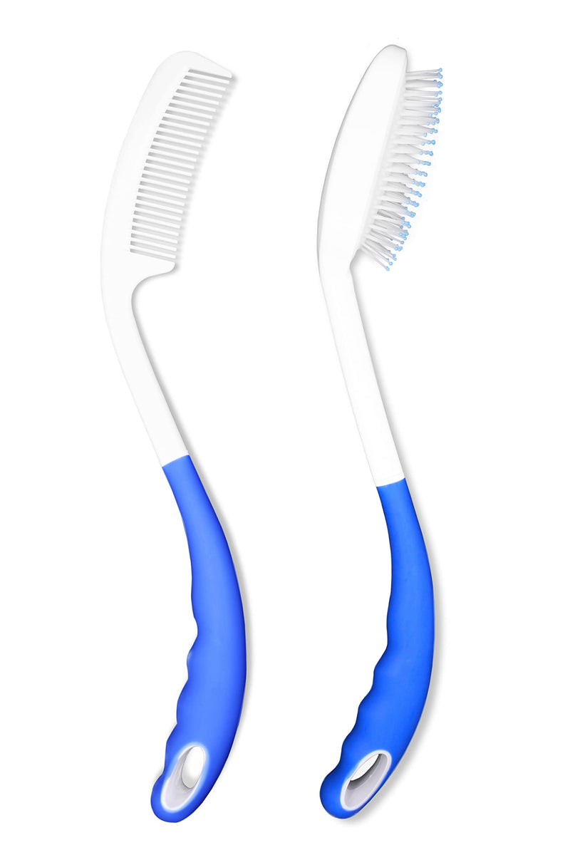 KMINA - Long Handled Hair Brush and Comb Set (Pack), Hair Brush for Elderly, Long Reach Hair Brush for Women and Men, Disability Hair Brush, Long Handled Comb for Disabled - NewNest Australia