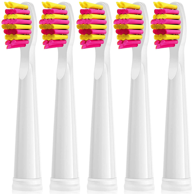 Electric Toothbrush Heads 5pc Compatible for Fairywill Fairy Will Fairywell D7/D8/FW507/FW508/FW551/917/959/2011/Seago SG-E9 SG-507 SG-958 Dupont Bristles Brush Replacements (5 Pink Heads) 5 Pink Heads - NewNest Australia