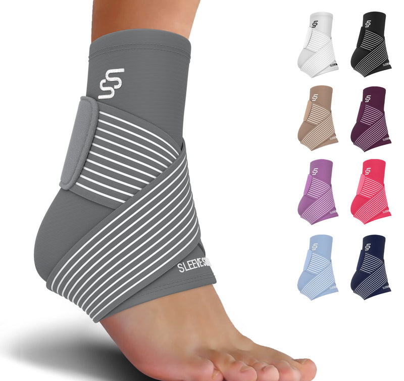 Sleeve Stars Ankle Brace Achilles Tendonitis Support, Foot & Plantar Fasciitis Support Strap, Heel & Tendon Bandage Pain Relief, Ankle Tape & Compression Wrap Sleeve for Men & Women 1 Grey - NewNest Australia
