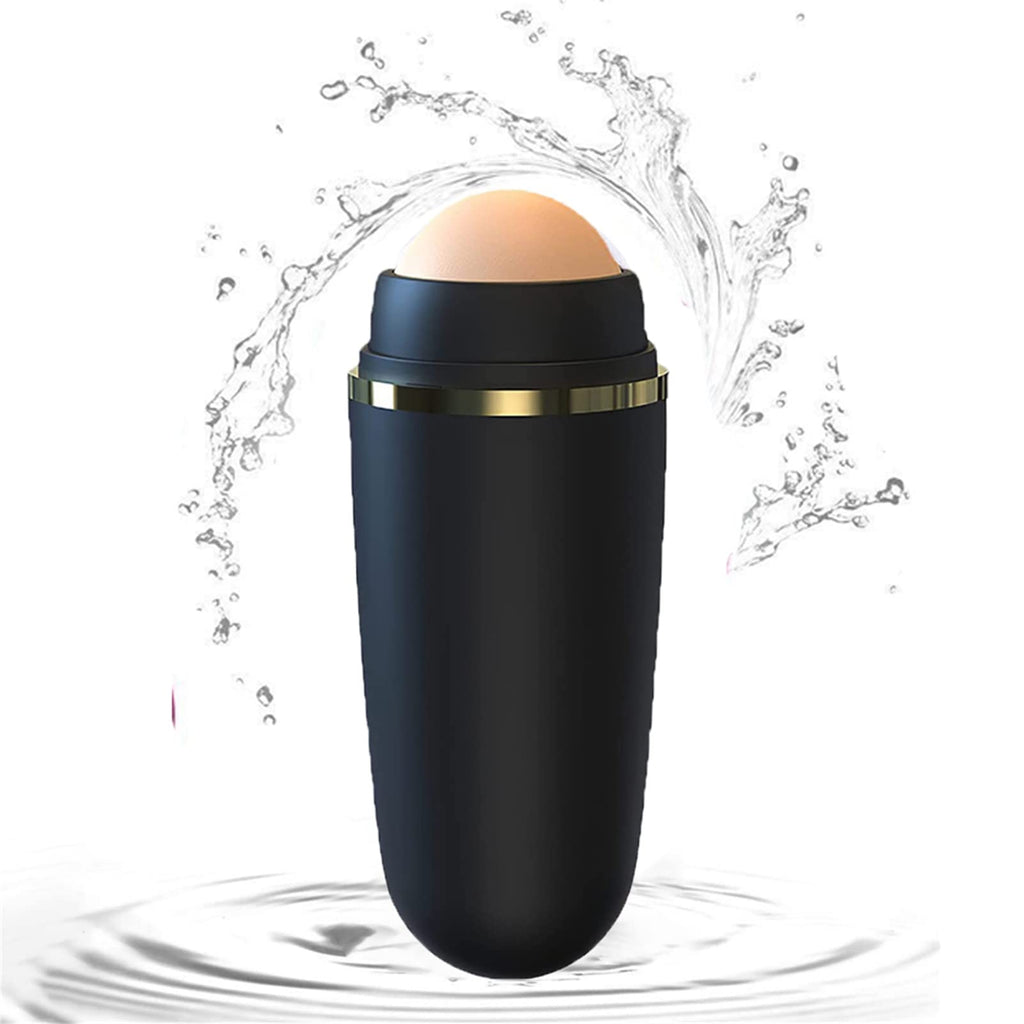 Oil Absorbing Volcanic Face Roller Natural Volcanic Stone Facial Skincare Tool Face Oil Absorbing Convenient Oil Control Wherever You go (Black) Black - NewNest Australia