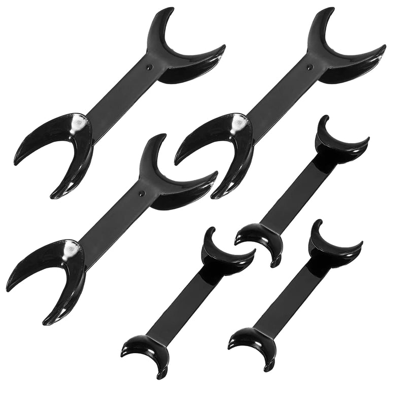 6 Pcs Dental Retractor, T-Shape Dental Cheek Retractor 3 Large Size+3 Small Size Double Head Mouth Opener，Surgical Retractor for Teeth Whitening Dental Orthodontic Tool (Black) Black - NewNest Australia