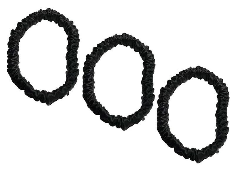 100% Pure 19 Momme Mulberry Silk Scrunchies Soft Sleeping Hair Ties Hair frindly Silk Brocade Ponytail Holders for Women and Girls (1cm-3pack-black) 1cm-3pack-black - NewNest Australia
