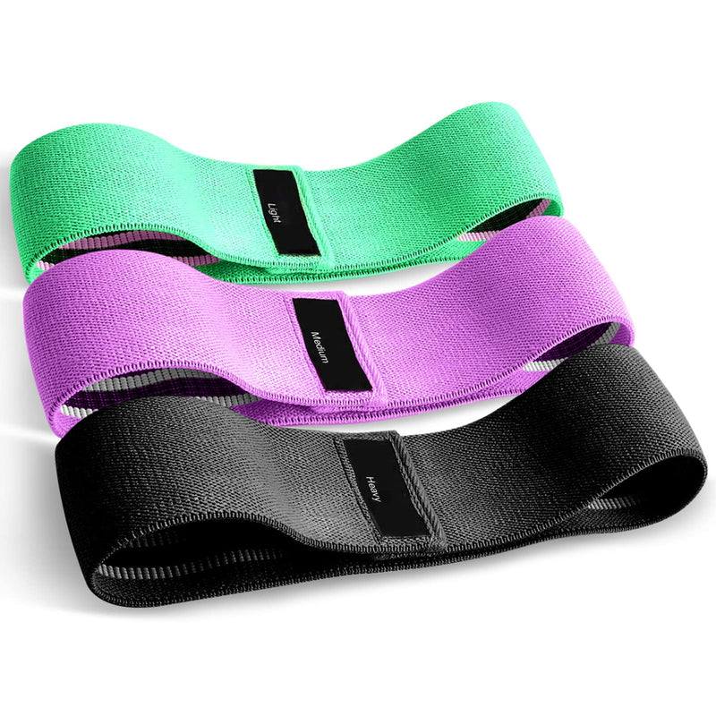 DeTake Resistance Bands, Fabric Workout Bands Set of 3 for Hips & Glutes, Non-Slip Exercise Booty Women / Men Beginners Athletes Strength Training, Yoga, Pilate, Fitness, Black, Purple, Green - NewNest Australia