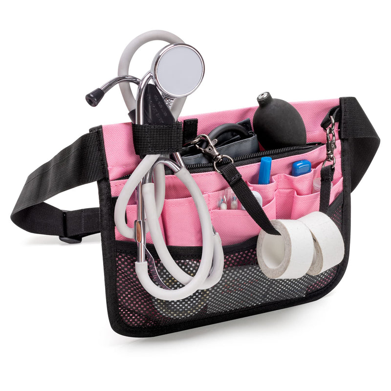 Damero Nurse Fanny Pack with Stethoscope Holder and Multiple Compartments, Nurse Waist Bag Vet Pouch, Nursing Organizer Belt Medical Gear Hip Bag for Bandage Scissors and Other Supplies,Pink Pink - NewNest Australia