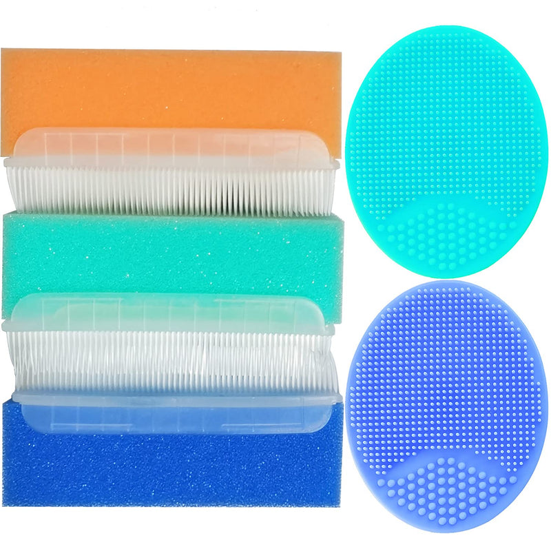 Baby Bath Brush, Baby Bath Scrubber, Cradle Cap Brush, Baby Bath Sponge Brush, Silicone Scrubbers Exfoliator Brush | Baby Care Essential for Dry Skin, Cradle Cap (Blue + Green + Yellow) Blue + Green + Yellow - NewNest Australia