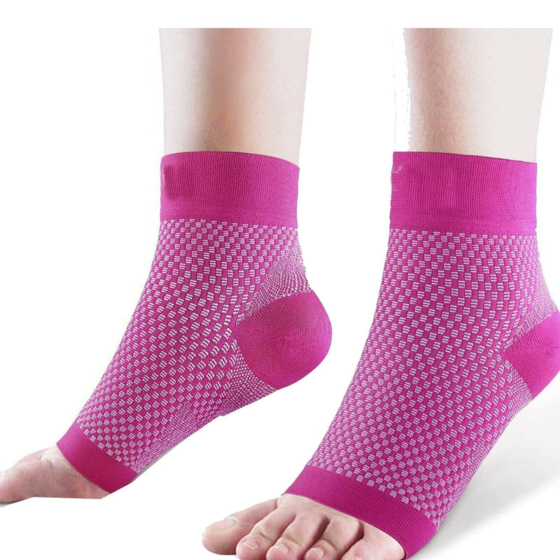 Pair of Breathable Plantar Fasciitis Socks | Compression Foot Sleeves Support Arthritis Foot Arch Ankle Heel Achilles Tendon Brace | Men and Women Night Splint Pain Relief |Sports Football Running Pink L/XL (6.5-9 UK) - NewNest Australia