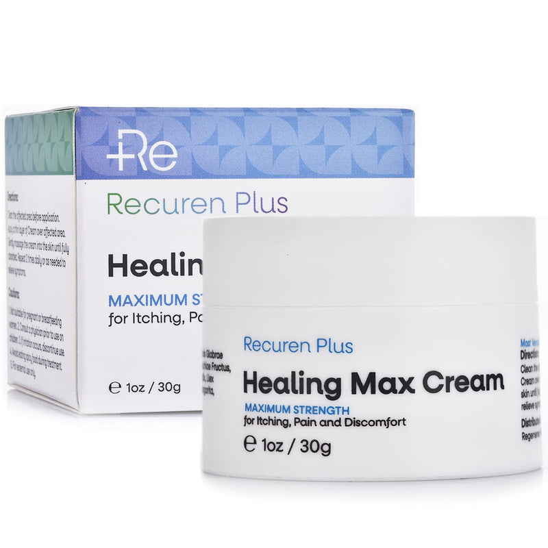 Recuren Plus Healing Max Cream Max Strength for Dermatitis Eczema Psoriasis Athletes Foot Jock Itch Urticaria Rash Rosacea Acne Ultimate Anti-Itch Solution - NewNest Australia