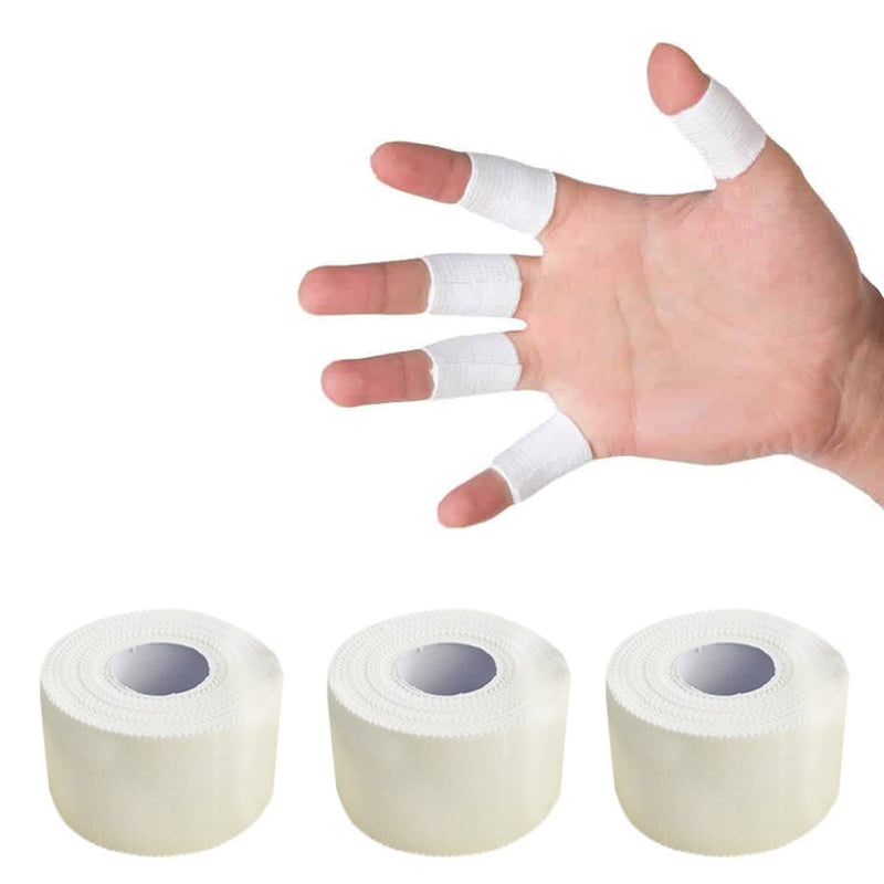 White Zinc Oxide Tape - Self Adherent Cohesive Tape, Healthcare Sports Strapping Tape Rolls - Long Strong Rigid Latex Free Athletic Tape for Boxing, Physio Injury. 2.5cm x 10m (3 Rolls) - NewNest Australia