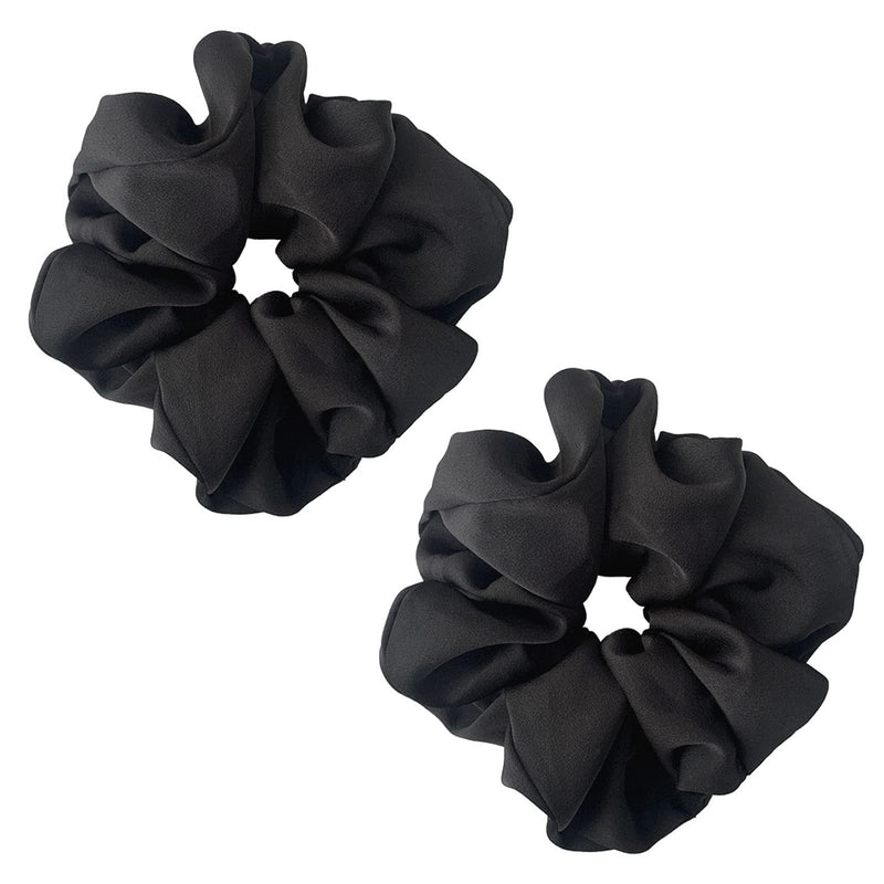 ILamourCar Black Scrunchies for Hair, Large Hair Scrunchies, Elastic Soft Hair Ties Scrunchy Hair Bands Ponytail Women Girls Lady Children (2xBlack) Black-1 - NewNest Australia