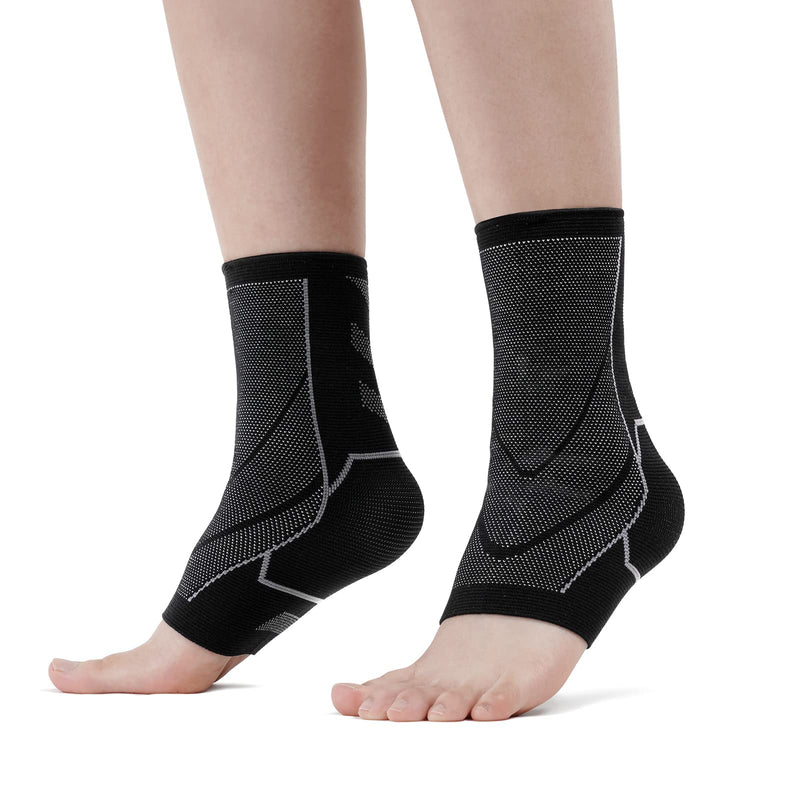 ACWOO Ankle Support Brace, 2 Pack Elastic Compression Foot Sleeves Plantar Fasciitis Socks, Anti-Slip Breathable Compression Support Sleeve for Ankle Protection, Sports Protection and Pain Relief (L) L - NewNest Australia