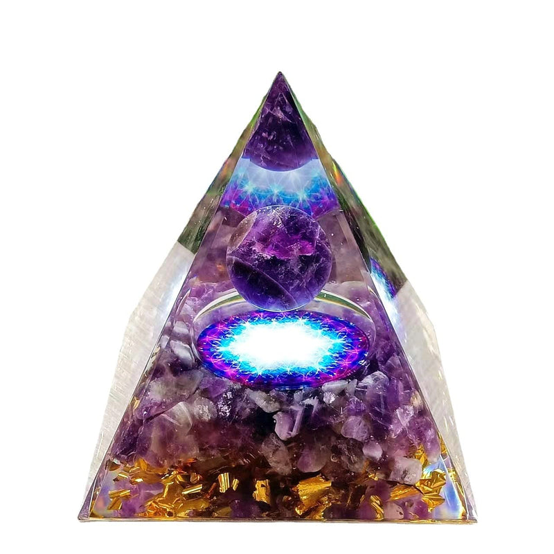 ycyingcheng Amethyste Pyramid Ogan Crystal Energy Tower, Nature Reiki Chakra Crushed Stone, Positive Energy Generator Orgonite Pyramid Protection Energy Protection Home Office Decor T - NewNest Australia