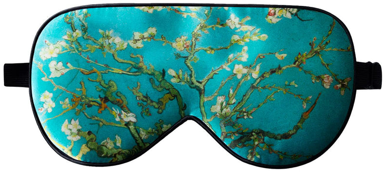 LaCourse 100% Natural Mulberry Silk Eye Mask for Sleeping with a Travel Pouch, Both Sides 19 Momme Organic Silk, Adjustable Silk Sleep Eye Mask for Women, Green-Floral Green Floral - NewNest Australia