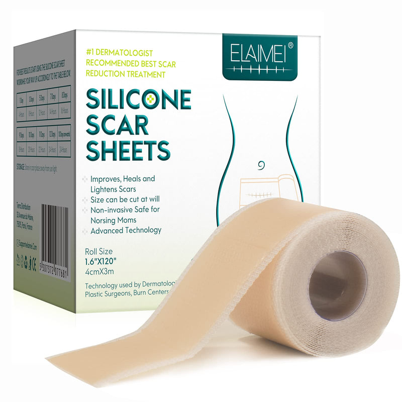 Silicone Scar Removal Roll (3M-1.6” x 120”), Scar Removal Strips Medical Grade, Scar Sheets Reusable, Scar Tape Professional for C-Section, Surgery, Burn, Keloid, Acne 1.5m-1.6” X 120”roll - NewNest Australia