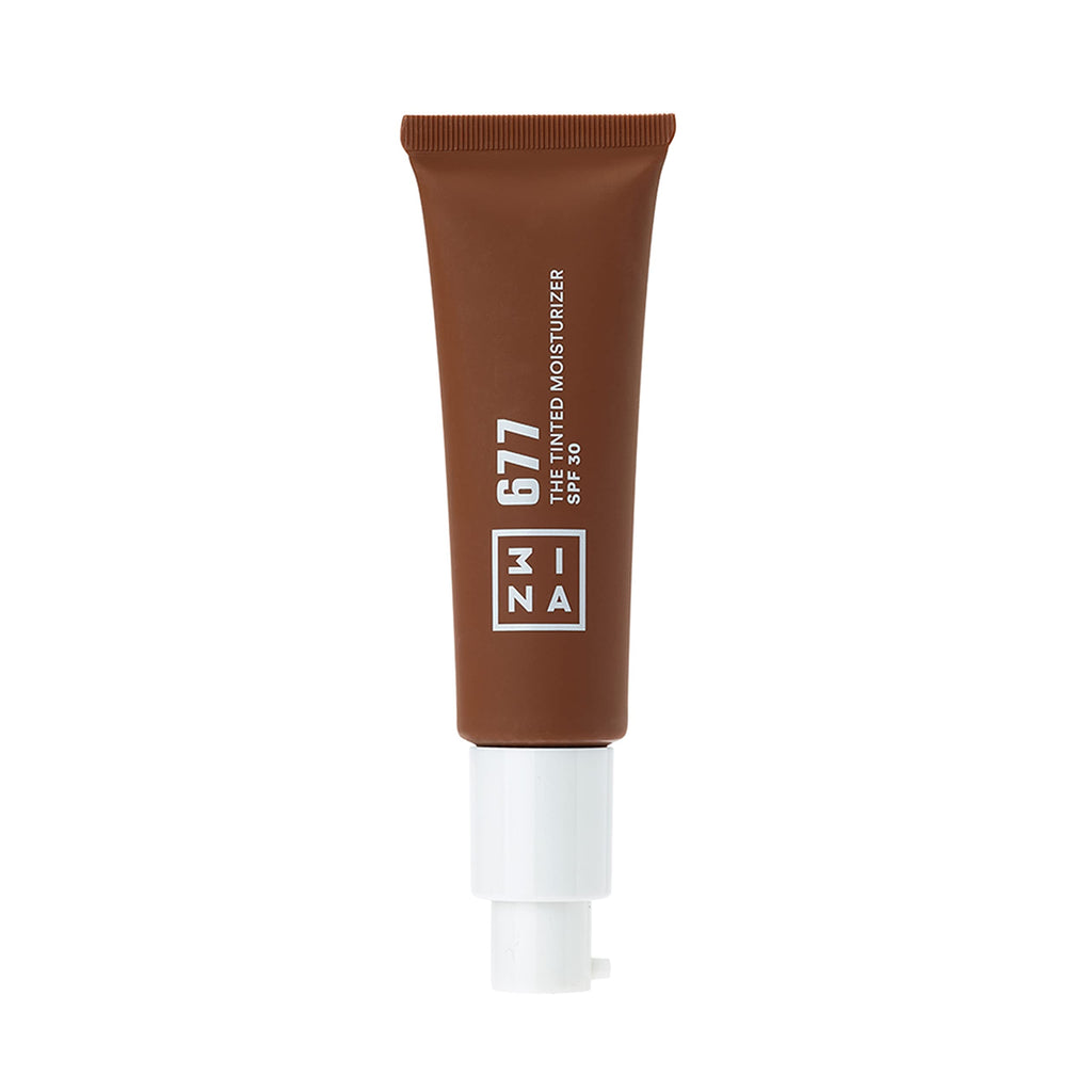 3INA MAKEUP - Vegan - Cruelty Free - The Tinted Moisturizer SPF30 677 - Dark brown - BB Cream Light to Medium Coverage - Hyaluronic Acid - SPF Face Moisturiser For All Skin Tones - NewNest Australia