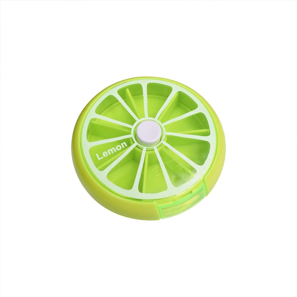 Albedel Fruit-Style 7 Days Weekly Pill Case Pill Organizer Pill Container Holder Pill Box Dispenser 7 Compartments Small Portable Anti-dust Auto-Button Auto-Function for Pills Purse Vitamin Green - NewNest Australia