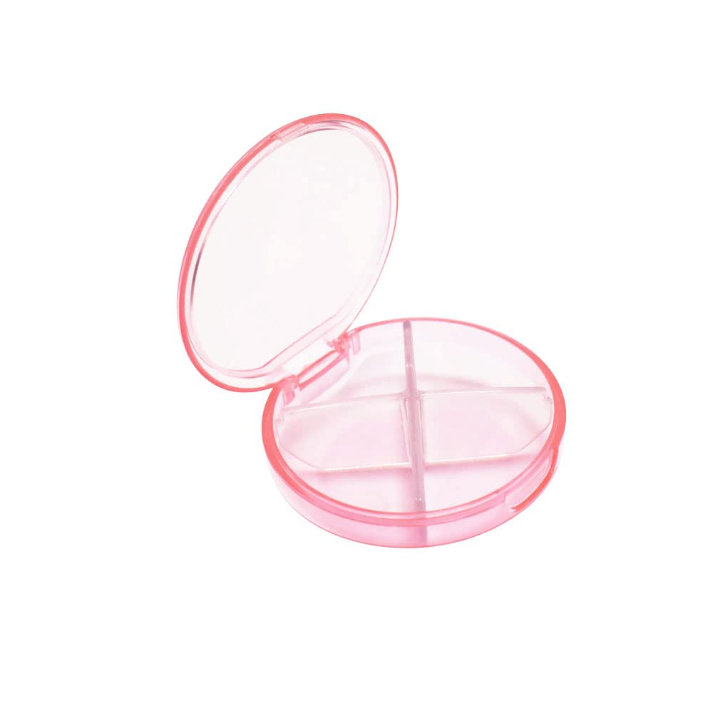 Albedel Round Pill Case Pill Organizer Pill Container Holder Pill Box Dispenser 4 Compartments Small Portable Anti-dust Moisture Proof for Pills Purse Vitamin Fish Oil Pink - NewNest Australia