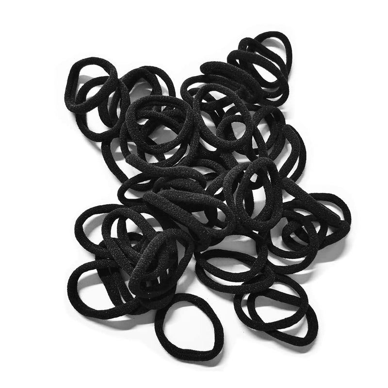 Morices 50 Pcs Pure Black Hair Ties for Women, No Metal Elastic Ponytail Holders for Girls, No Damage Seamless Stretch Hair Bands Hair Accessories for Thick Heavy and Curly Hairs - NewNest Australia