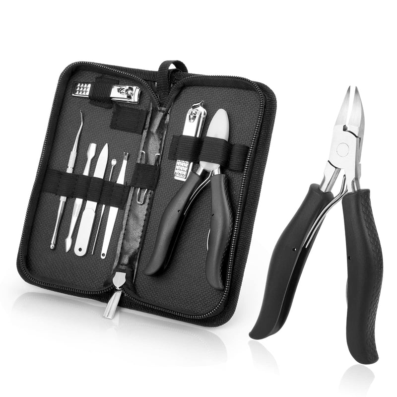 Toenail Clippers for Thick and Ingrown Nails, Black Nail Clipper Kit and Professional Podiatrist Toenail Clippers Heavy Duty Nail Scissors Toenail Treatment Tools Kit for Men Women Elderly - NewNest Australia