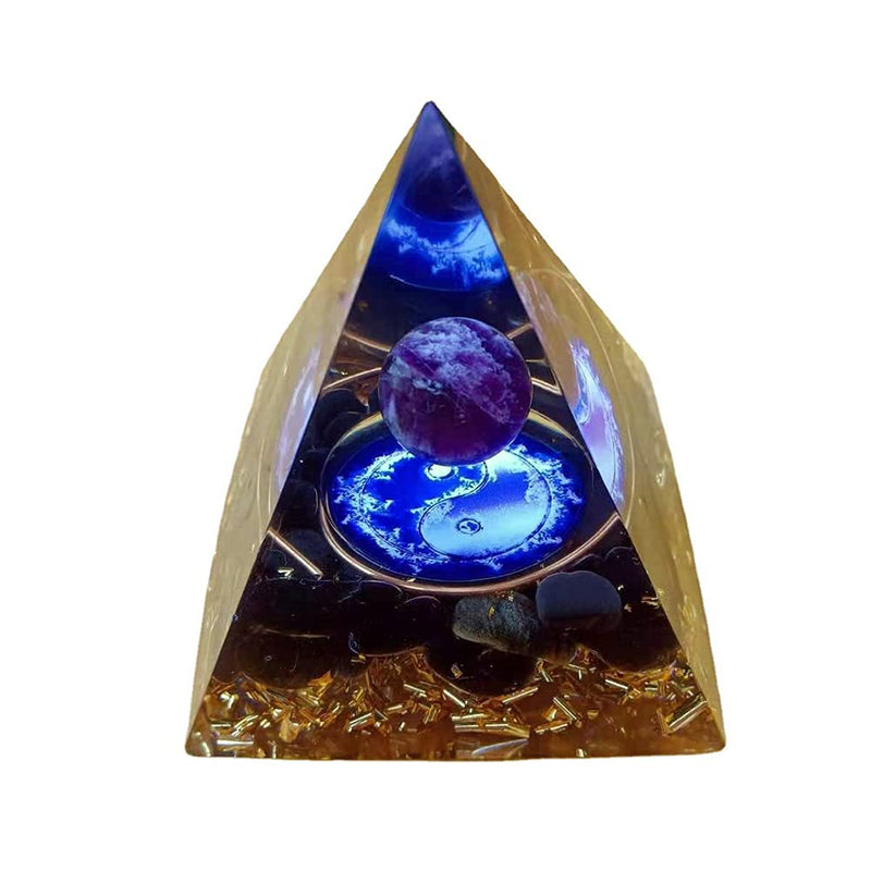 VNSTKWW Orgone Pyramid Crystal, Healing Chakra Pyramid for Protection,Balancing Positive Energy,Obsidian Emotional-Negativity Removal Stone,Clear Quartz Crystal Point for Meditation(2.36 inch) C - NewNest Australia