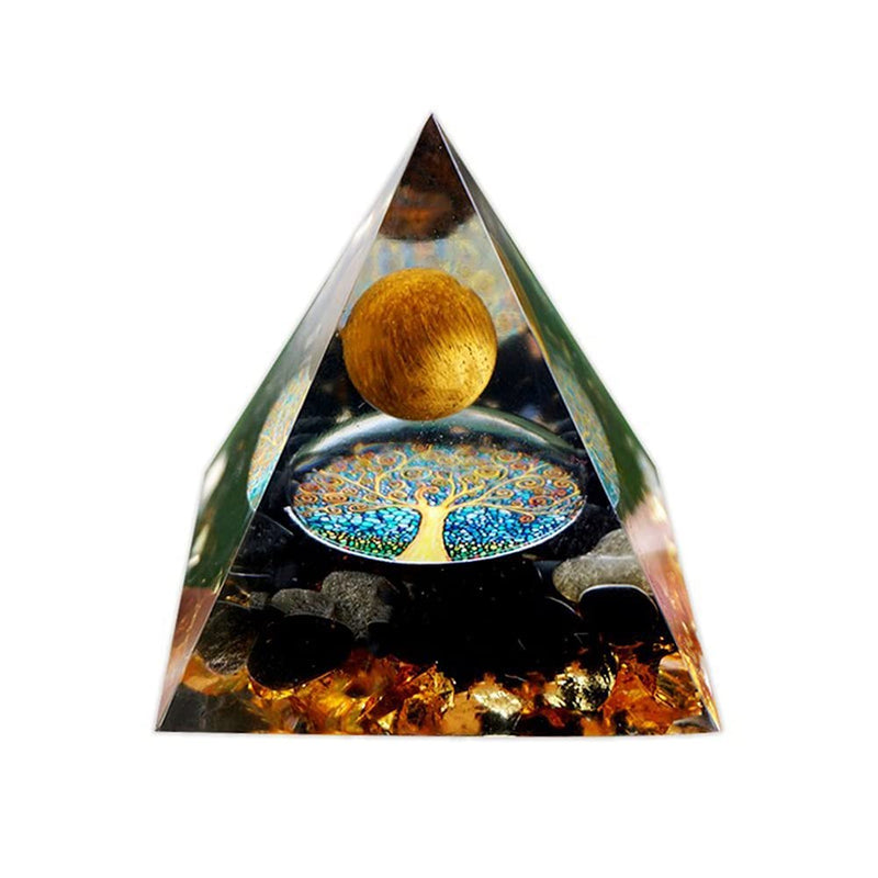 VNSTKWW Orgone Pyramid Crystal, Healing Chakra Pyramid for Protection,Balancing Positive Energy,Obsidian Emotional-Negativity Removal Stone,Clear Quartz Crystal Point for Meditation(2.36 inch) B - NewNest Australia