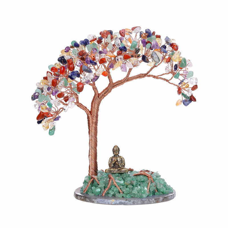 CrystalTears Chakra Crystal Gemstone Tree Healing Crystal Bonsai Money Tree with Buddha Statue Charm Feng Shui Quartz Crystals Stone Tree for Wealth Good Luck Home Decor Christmas Gift - NewNest Australia