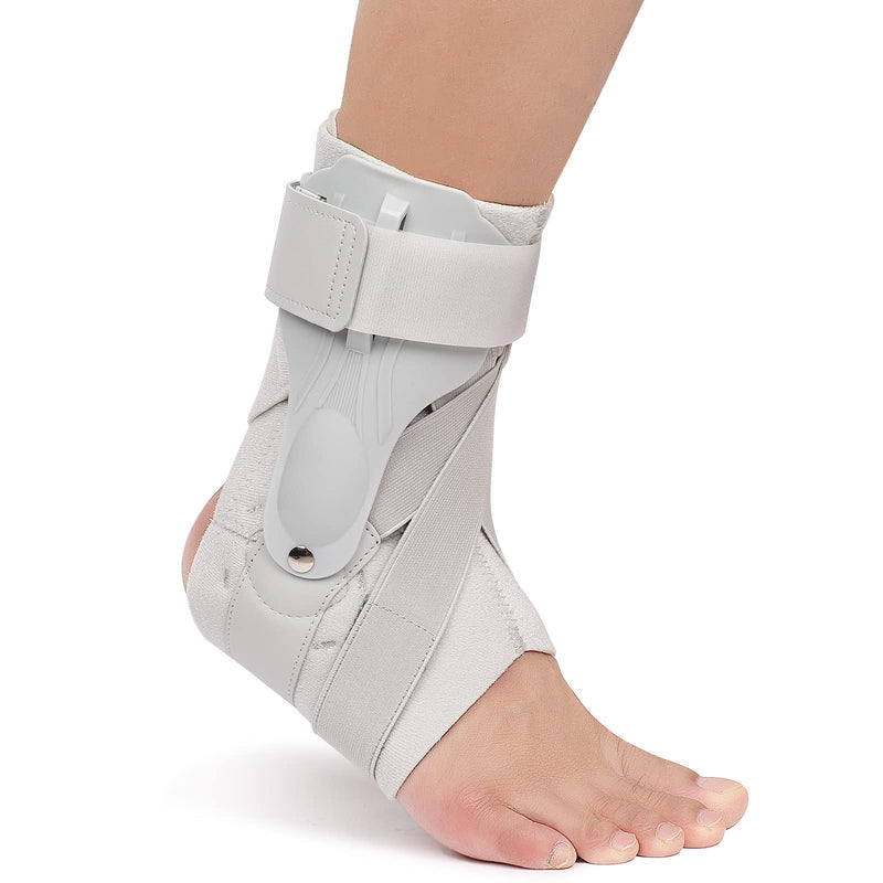 Ankle Support Brace with Side Stabilizers and Cross Auxiliary Fixing Belt Strength Protection for Sports Injury Recovery Ankle Sprain, Arthritis, Strain, Fatigue, Foot Pain Relief 1 Piece (M) Grey M - NewNest Australia