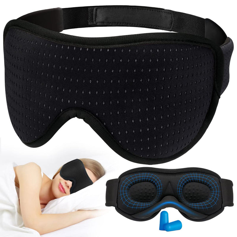 Musicozy Sleep Mask,100% Darkness 3D Sleep Eye Mask for Sleeping,Breathable Sleeping Mask Night Eye Mask for Men Women, Soft Eye Blinder with Adjustable Size and Ear Plug for Traveling Napping Yoga Black - NewNest Australia