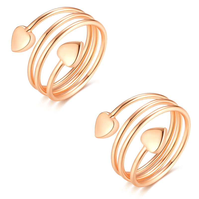 Vicmag 2PCS Magnetic Copper Rings for Women Magnet Copper Rings with 3500 Gauss Magnets 100% Solid Pure Copper Adjustable with Jewelry Gift Box (Love Heart) A Rose Gold - NewNest Australia