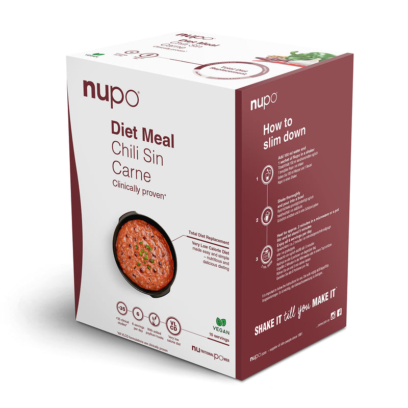 NUPO Diet Meal Chili Sin Carne – Premium Diet Meal for Weight Loss I Complete Meal Replacement for Weight Reduction I 10 Servings I Very Low-Calorie Diet, Gluten Free, GMO Free - NewNest Australia