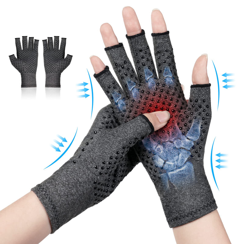 ACWOO Arthritis Gloves, Compression Gloves Therapy for Arthritis Pain Relief, Hand Fatigue, Anti-Slip Fingerless Design for Women and Men, Provide Support for Hands and Finger Joint, Grey(S） Grey Dispensing S - NewNest Australia