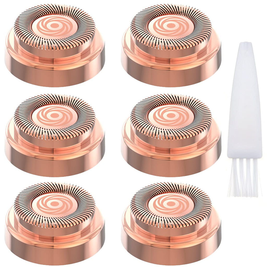 6 Pcs Women Facial Hair Remover Replacement Heads Rose Gold-Plated Blade Head Suit for First Gen Finishing Hair Remover Soft Touch Women Lip, Chin, and Cheeks Cleaning with 1 Pcs Cleaning Brush - NewNest Australia