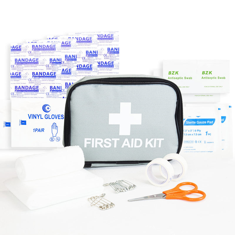 Clay Roberts First Aid Kit, Grey, Compact First Aid Kit Bag, Bandages, Dressing Pads, Plasters, Emergency & Medical Supplies, 1st Aid Kit Bag for Travel, Home, Family, Holidays, Cars and Camping - NewNest Australia