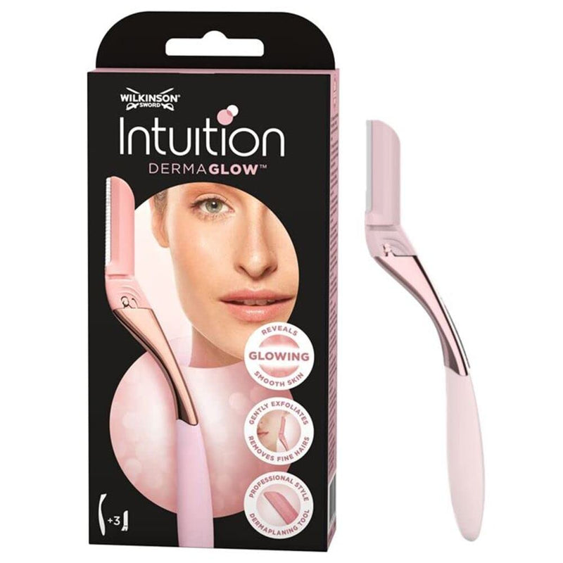 WILKINSON SWORD - Intuition Dermaglow For Women | Facial Hair Remover And Trimmer, Exfoliating Dermaplanning tool | Razor Handle + 3 Blade Refills 1 Count (Pack of 1) - NewNest Australia