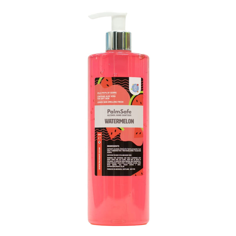 Palm Safe Watermelon Scented Hand Sanitiser Gel Pump Bottle - Fragranced and Moisturising - Formulated with Isopropyl Alcohol and Aloe Vera - Large Refillable Bottle, 500ml - NewNest Australia