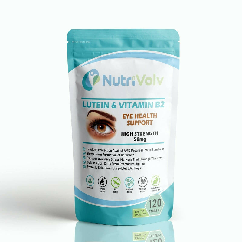 Pure Eye Support Tablets with Lutein and Vitamin B2 — 50mg Easy to Swallow Pills for Better Vision and Eyecare — Pack of 120 Vegan Eye Supplements for Men and Women - NewNest Australia