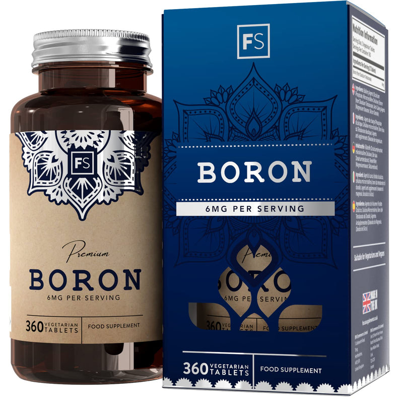 FS Boron Supplement | 360 Boron Tablets - 6mg per Serving | High Strength Boron Supplements | Non-GMO, Gluten, Dairy & Allergen Free | Manufactured in The UK 360 Count (Pack of 1) - NewNest Australia